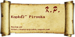 Kopkó Piroska névjegykártya